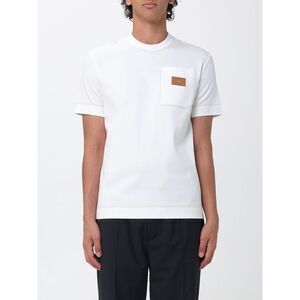 Fendi Men Cotton Fendi T-Shirt With Patch Pocket And Applied Logo